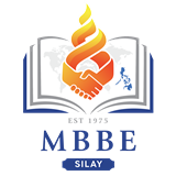 MBBE Silay church emblem — an open book beneath a flame and clasped hands
